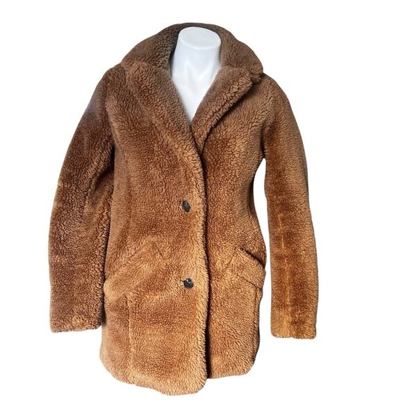 Sebby Light Nutmeg Teddy Bear faux fur lined coat size xs - Picture 1 of 10